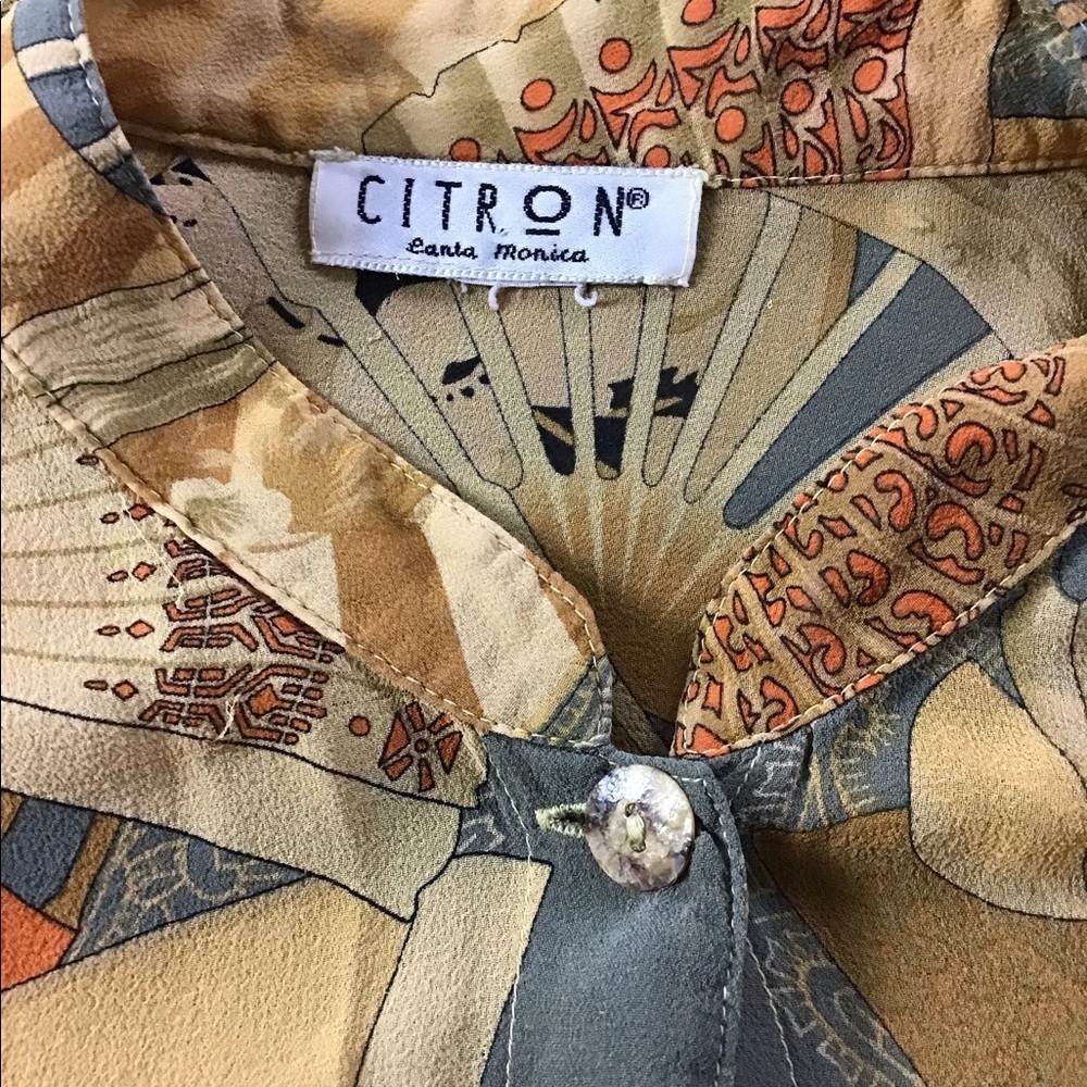 Citron Santa Monica Silk Asian Design Boho Blouse/Jacket - Picture 7 of 10
